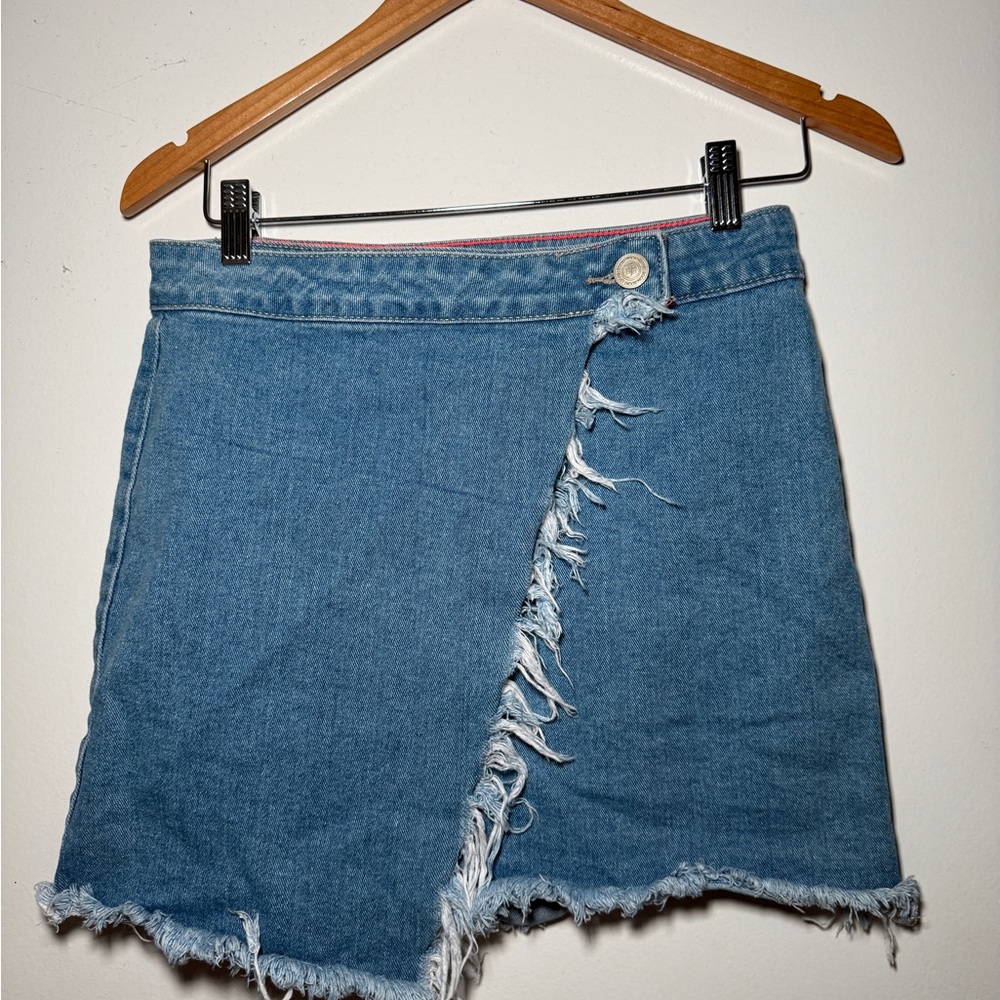 Boom Boom Jeans Denim Frayed Hem Skirt